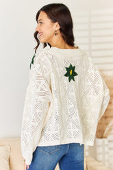 POL Floral Embroidered Pattern V-Neck Sweater OutfitFlow